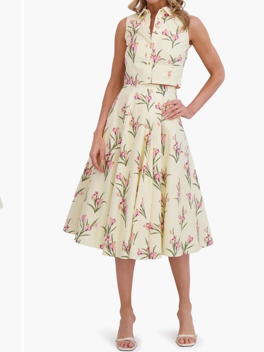 NWT Ted Baker London yellow floral midi skirt